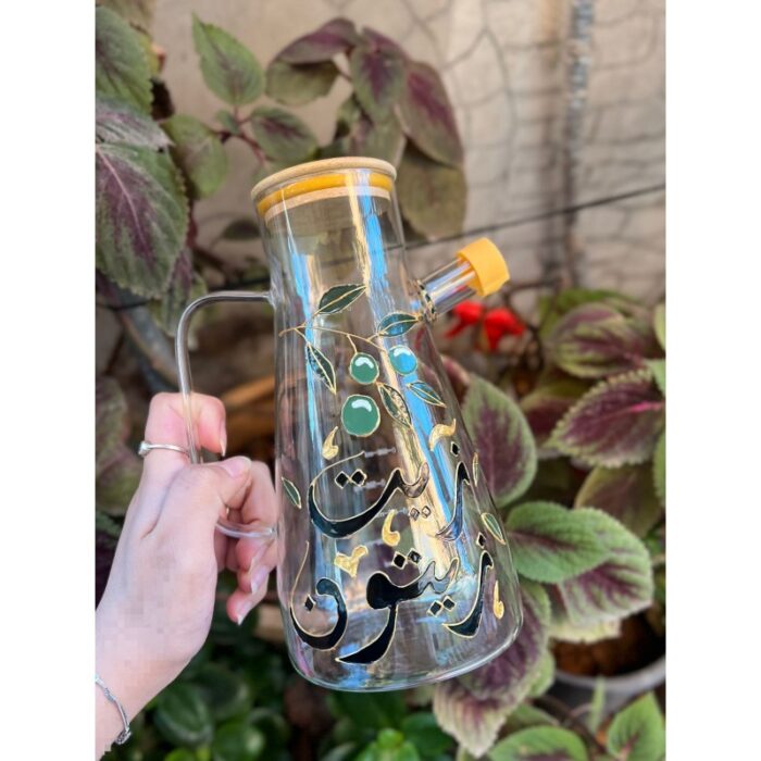 ⁦مزيتة زجاج شفاف مع غطاء⁩ - الصورة ⁦3⁩