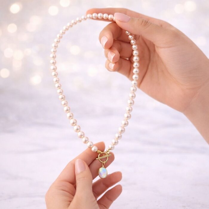 ⁦عقد لولو طبيعي لون ابيض⁩ - الصورة ⁦4⁩