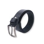 سير (حزام وسط) جلد طبيعي سادة عرض 4 سم للرجال لون أسود