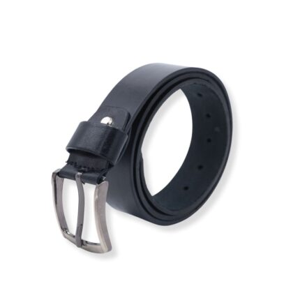 سير (حزام وسط) جلد طبيعي سادة عرض 4 سم للرجال لون أسود