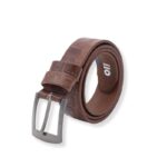 سير (حزام وسط) جلد طبيعي سادة عرض 4 سم للرجال لون بني