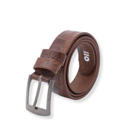 سير (حزام وسط) جلد طبيعي سادة عرض 4 سم للرجال لون بني