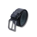 سير (حزام وسط) جلد طبيعي سادة عرض 4 سم للرجال لون أسود