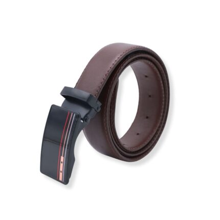 سير (حزام وسط) رسمي جلد طبيعي سادة عرض 3.5 سم للرجال لون بني