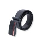 سير (حزام وسط) رسمي جلد طبيعي سادة عرض 3.5 سم للرجال لون اسود