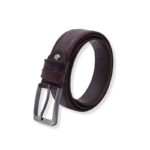 سير (حزام وسط) رسمي جلد طبيعي سادة عرض 3.5 سم للرجال لون بني