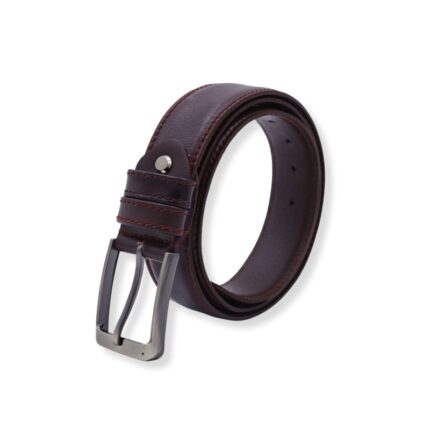 سير (حزام وسط) رسمي جلد طبيعي سادة عرض 3.5 سم للرجال لون بني
