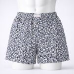 بوكسر رجال قطني بتصميم نقشات مستطيل لون ابيض