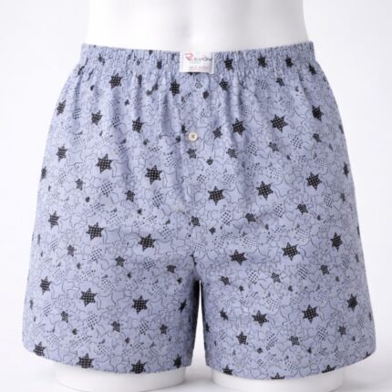 بوكسر رجال قطني بتصميم نجوم لون رمادي