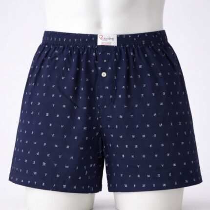 بوكسر رجال قطني بتصميم أحرف انجليزية لون كحلي