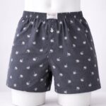 بوكسر رجال قطني بتصميم شجرة النخيل لون رمادي