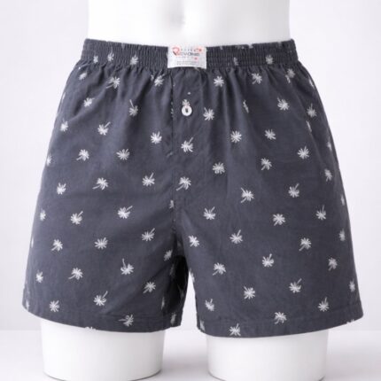 بوكسر رجال قطني بتصميم شجرة النخيل لون رمادي