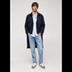 ⁦قميص رسمي رجالي من مانجو MANGO مخطط لون ابيض وازرق⁩ - الصورة ⁦2⁩