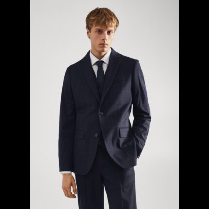 جاكيت رسمي سليم فيت رجالي من مانجو MANGO لون اسود مخطط