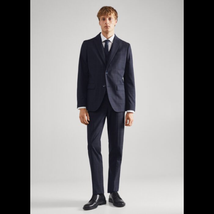 ⁦جاكيت رسمي سليم فيت رجالي من مانجو MANGO لون اسود مخطط⁩ - الصورة ⁦2⁩