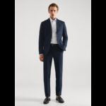 ⁦جاكيت رسمي سليم فيت رجالي من مانجو MANGO لون كحلي⁩ - الصورة ⁦3⁩