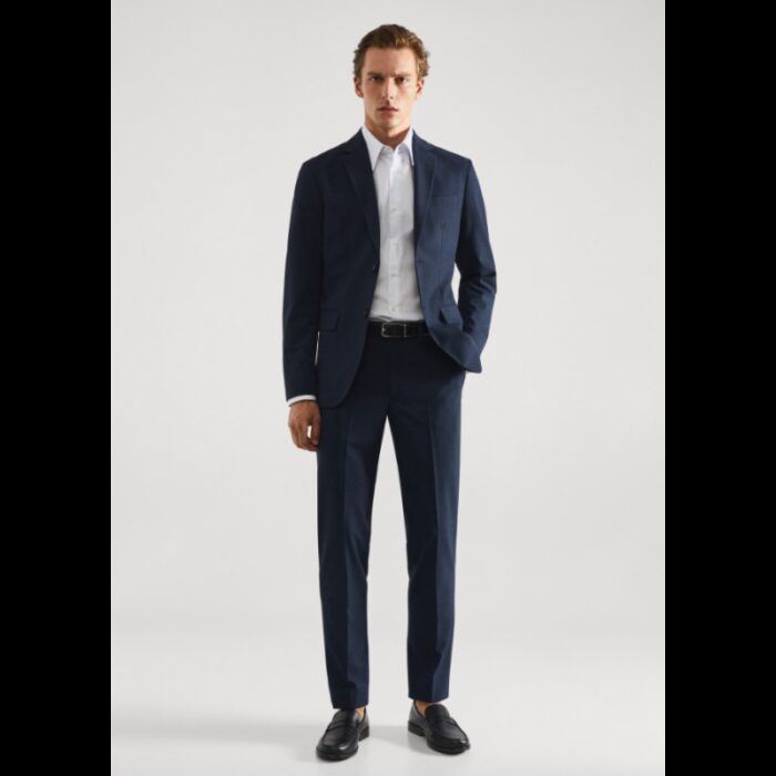 ⁦جاكيت رسمي سليم فيت رجالي من مانجو MANGO لون كحلي⁩ - الصورة ⁦3⁩