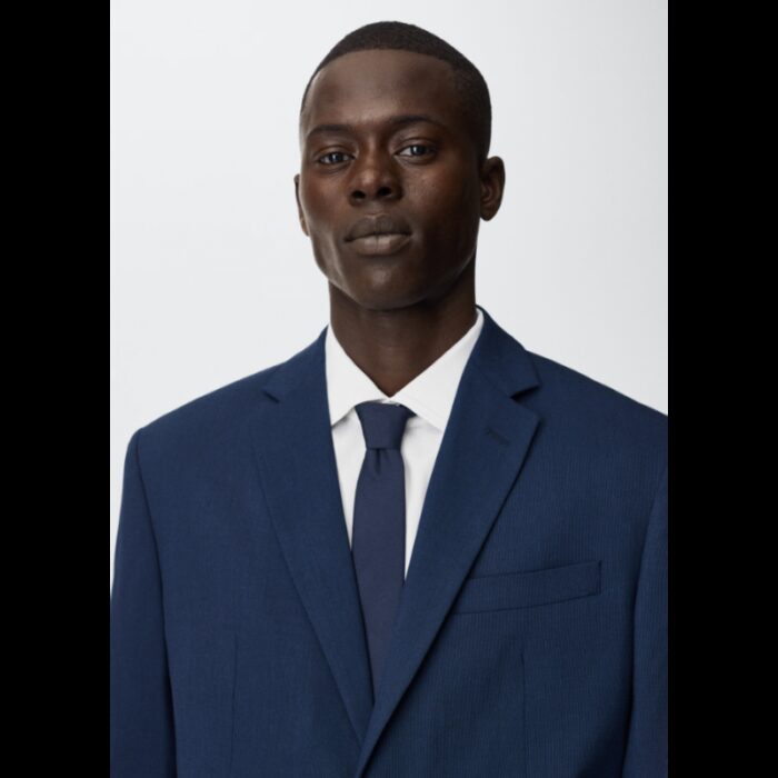 ⁦جاكيت رسمي سليم فيت رجالي من مانجو MANGO لون كحلي⁩ - الصورة ⁦4⁩