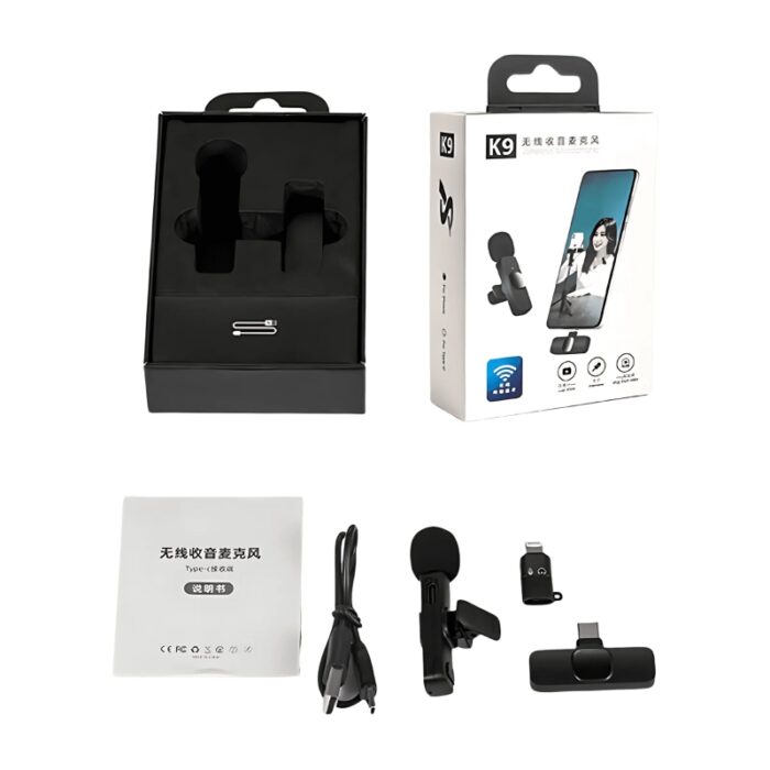 ⁦K9 2 in 1 Dual Wireless Microphone Double Mic⁩ - الصورة ⁦8⁩