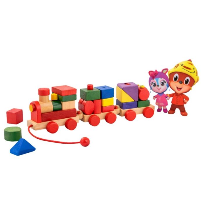 ⁦لعبة قطار خشبي للاطفال حجم صغير⁩ - الصورة ⁦2⁩