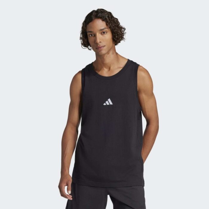 ⁦adidas Men's Essentials Small Logo Tank Top - Black⁩ - الصورة ⁦3⁩