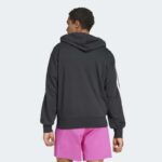 ⁦adidas Men's Essentials 3-Stripes French Terry Full-Zip Hoodie - Black⁩ - الصورة ⁦4⁩