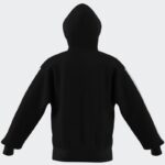 ⁦adidas Men's Essentials 3-Stripes French Terry Full-Zip Hoodie - Black⁩ - الصورة ⁦12⁩