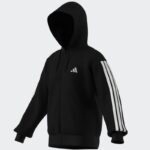 ⁦adidas Men's Essentials 3-Stripes French Terry Full-Zip Hoodie - Black⁩ - الصورة ⁦15⁩