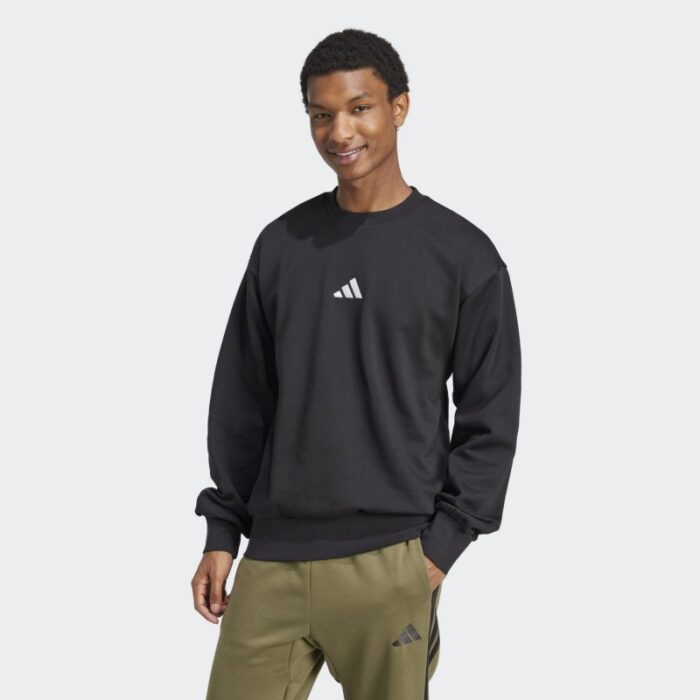 ⁦adidas Men's Essentials Feelcozy Fleece Sweatshirt - Black⁩ - الصورة ⁦3⁩