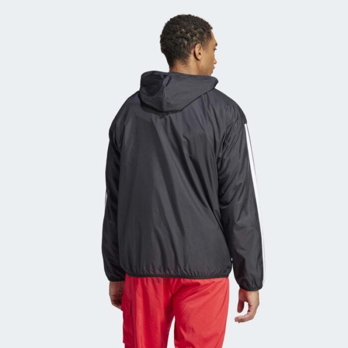 ⁦adidas Men's Essentials 3-Stripes Windbreaker - Black⁩ - الصورة ⁦3⁩