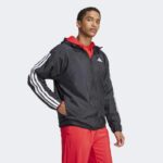 ⁦adidas Men's Essentials 3-Stripes Windbreaker - Black⁩ - الصورة ⁦4⁩