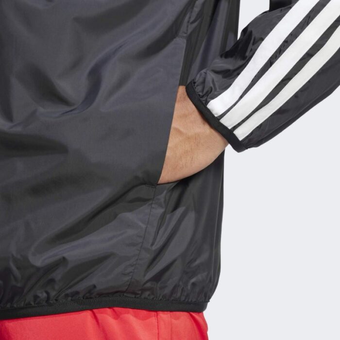 ⁦adidas Men's Essentials 3-Stripes Windbreaker - Black⁩ - الصورة ⁦6⁩