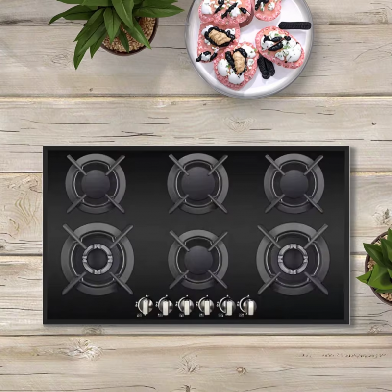 ⁦طباخ زجاج 90 سم 6 عيون من يونيفرسال بلس لون أسود⁩ - الصورة ⁦1⁩