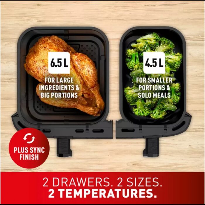 ⁦Tefal Easy Fry Dual XXL EY9428G0 11L Air Fryer - Black⁩ - الصورة ⁦6⁩