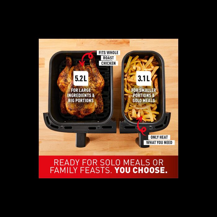 ⁦Tefal Easy Fry Dual Zone Air Fryer & Grill EY905D40 8.3L Stainless Steel⁩ - الصورة ⁦4⁩