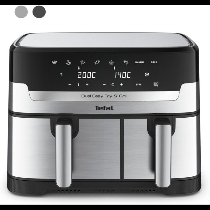 ⁦Tefal Easy Fry Dual Zone Air Fryer & Grill EY905D40 8.3L Stainless Steel⁩ - الصورة ⁦5⁩