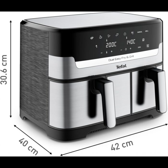 ⁦Tefal Easy Fry Dual Zone Air Fryer & Grill EY905D40 8.3L Stainless Steel⁩ - الصورة ⁦14⁩