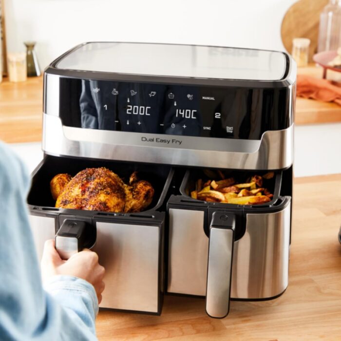 ⁦Tefal Easy Fry Dual Zone Air Fryer & Grill EY905D40 8.3L Stainless Steel⁩ - الصورة ⁦15⁩