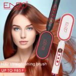 ⁦Enzo EN-4201 Portable Mini Hair Iron Fast Hair Straightening Brush Comb Wholesale Ceramic Electric Hot Beard Straightener Brush⁩ - الصورة ⁦3⁩