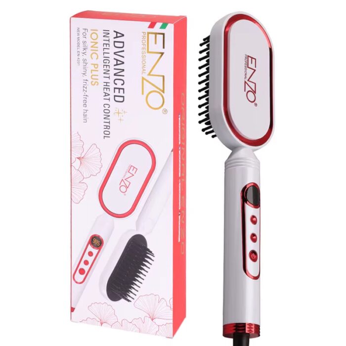 ⁦Enzo EN-4201 Portable Mini Hair Iron Fast Hair Straightening Brush Comb Wholesale Ceramic Electric Hot Beard Straightener Brush⁩ - الصورة ⁦6⁩