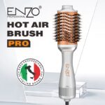 ⁦Enzo EN-4139 Professional Volumizer Rotary Oval Hot Air Straightener Comb Silver 3 in 1 One Step Hair Dryer Brush⁩ - الصورة ⁦4⁩