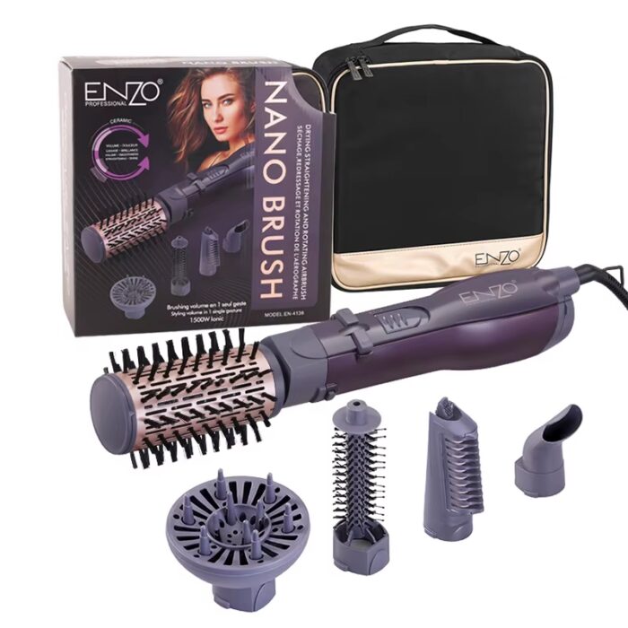 ⁦Enzo EN-4136 High Quality 5 in 1 Multi-Function Hair Brush Blow Dryer One Step Hair Dryer and Volumizer Hot Air Brush Blow Dryer⁩ - الصورة ⁦7⁩