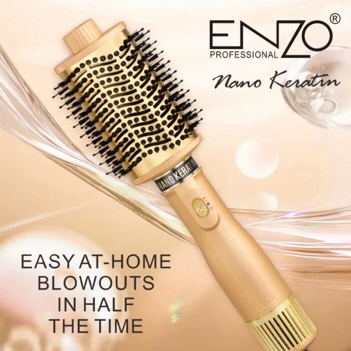 ⁦Enzo EN-4137 OEM Hot Air Brush Hair Straightener Curling Iron Mini Hot Air Comb Hair Iron Electric Hair Dryer Brush⁩ - الصورة ⁦3⁩