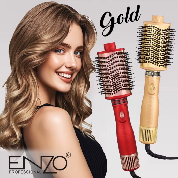 ⁦Enzo EN-4137 OEM Hot Air Brush Hair Straightener Curling Iron Mini Hot Air Comb Hair Iron Electric Hair Dryer Brush⁩ - الصورة ⁦4⁩