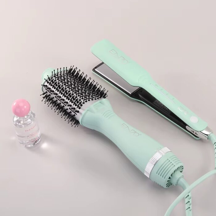 ⁦Enzo EN-511 New Electric Straightener Curler One Step Hot Air Hair Blow Dryer Brush 3 in 1 Multi Styler Curling Iron Comb Set⁩ - الصورة ⁦3⁩