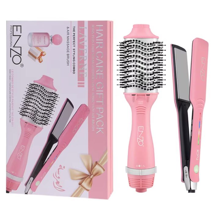 ⁦Enzo EN-511 New Electric Straightener Curler One Step Hot Air Hair Blow Dryer Brush 3 in 1 Multi Styler Curling Iron Comb Set⁩ - الصورة ⁦6⁩