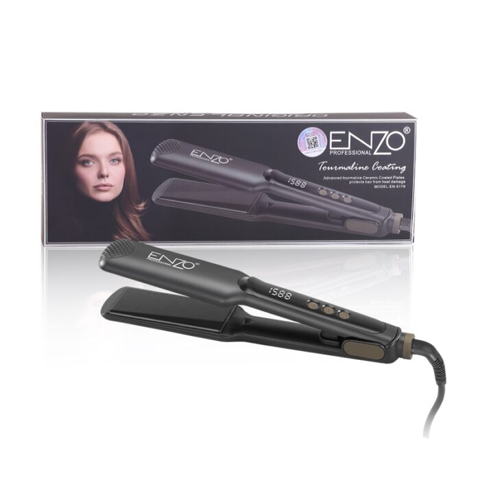 ⁦Enzo EN-5179 PTC Fast Heating 2 in 1 Curly Hair Electric Ceramic Planchas De Cabello Wide Plate Flat Iron Hair Straightener⁩ - الصورة ⁦2⁩