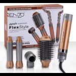 Enzo EN-4131 4 in 1 Brown One Step Hair Blow Dryer Brush Professional Hair Straightener Curler Styling Tools Hot Air Comb Set
