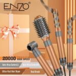 ⁦Enzo EN-4131 4 in 1 Brown One Step Hair Blow Dryer Brush Professional Hair Straightener Curler Styling Tools Hot Air Comb Set⁩ - الصورة ⁦2⁩