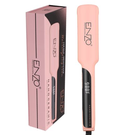 Enzo EN-2415 Wholesale Professional Wide Plate LCD Display Electric Heating Ceramic Coating Flat Iron Pink Hair Straightener Guangzhou